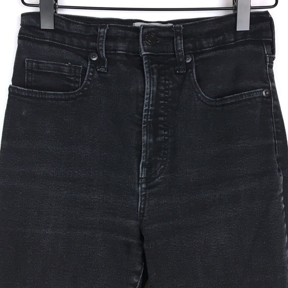 EVERLANE Skinny Jeans High Waist Black Wash Distressed Faded Size 27 Regular - Picture 2 of 13